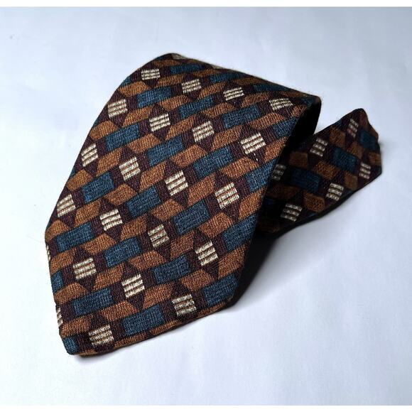 Vintage Ermenegildo Zegna Silk Tie Italy Luxury Designer Abstract Geometric - Picture 1 of 6
